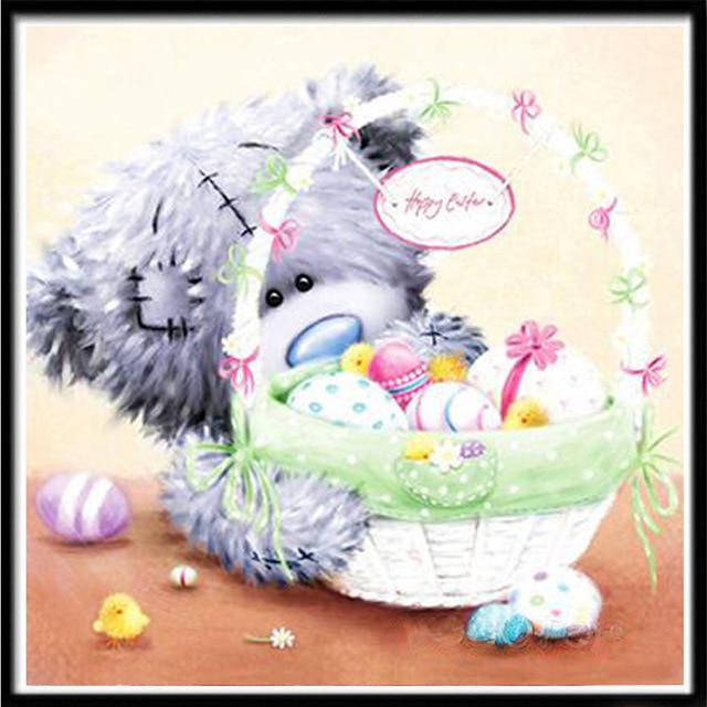 Diamond Painting Cute Animal Teddy Bear Round Diamond Embroidery Mosaic Home Decoration Pattern