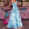 Ropa de Mujer Europea Americana Nuevo Vestido Largo con Tirantes para Commuter Temperamento Elegante Estampado de Cintura Alta