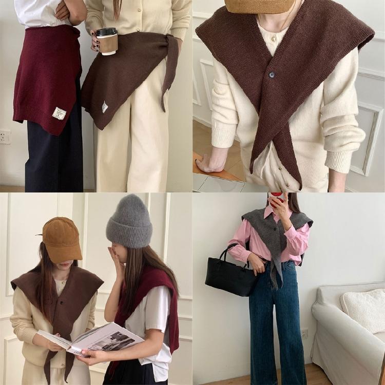 Stylish Cropped Shoulder Wrap Scarf Lightweight Polyester Shawl Elegant Women's False Collar Fashion Outerwear