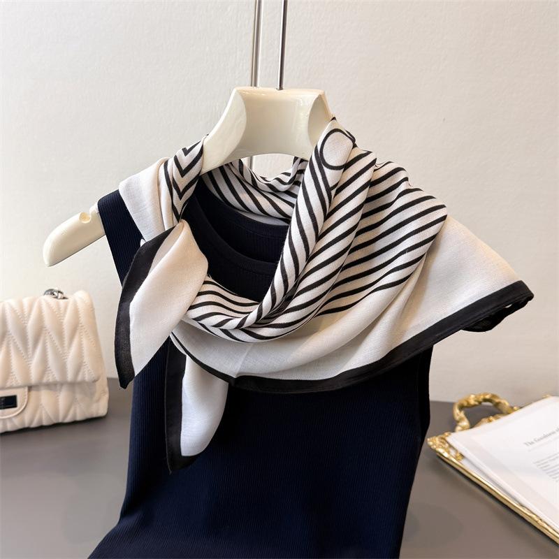 Leopard Print Spring- 70% Faux Silk Premium Square Scarf Thin Shawl Versatile Neckerchief Hair Bandana for Women