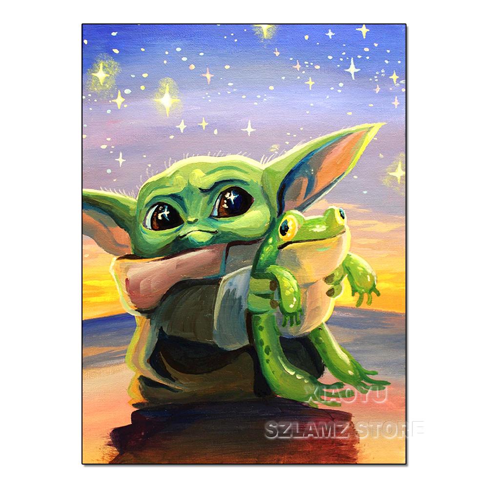 Diamond Painting Yoda Rhinestone Picture Cartoon Full Round Drill Mosaic Embroidery Mandalorian Home Decor Gift