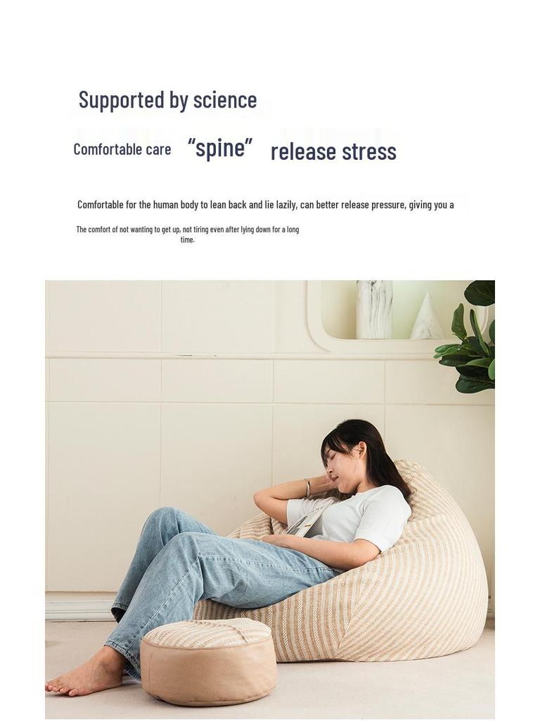 Cotton Linen Striped Washable Bean Bag Sofa for Living Room