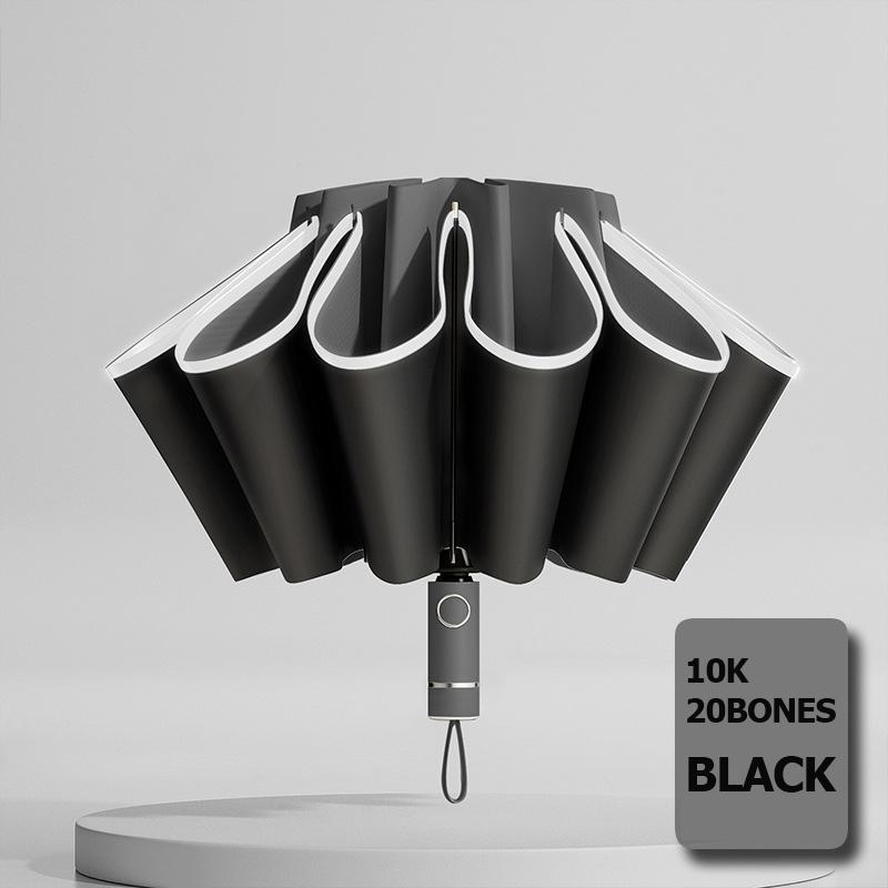 UV Umbrella Windproof Umbrella for Men Women Fully Automatic Reverse Folding Umbrella with Reflective Stripe Carabiner Handle