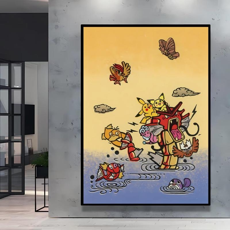 Leinwand Kunstwerk Malerei Pokemon Schiggy Poster Cartoon Bild Klassisch Haus Schlafzimmer Dekoration Gemälde Kindergeschenk
