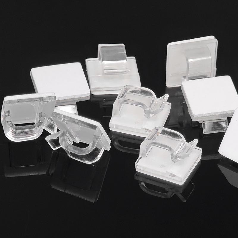 R-Shaped Self-Adhesive Cable Management Clip - Transparent, No-Punch Wire Pressing Clip