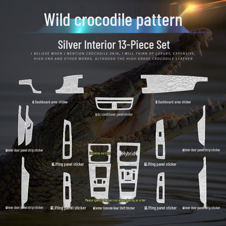 Krokodilmusterfolie für BYD Song MAX Innenraumkonsole & Paneeldekoration, Wildschwarzer Aufkleber