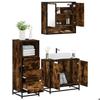VidaXL Ensemble De Meubles De Salle De Bain 3 Pcs Chêne Fumé, Armoire De Salle De Bain, Armoire De Rangement De Toilette, 3301037