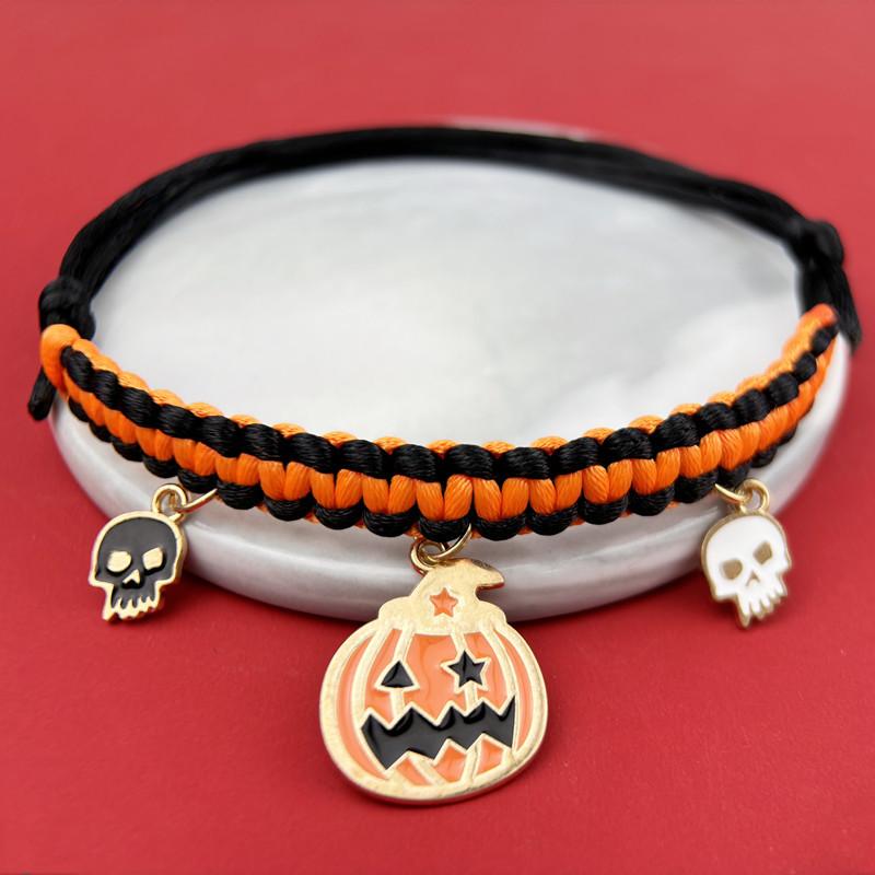 Pet Collar Breakaway Halloween Pet Collar Hand-woven Dog Cat Pendant Small Dog Collar Halloween Funny Pumpkin Decoration
