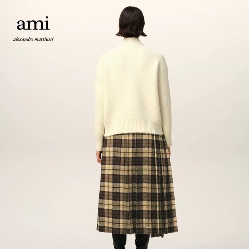 AMI Nowy Jesienno-Zimowy Srebrny Miłość Mieszanka Wełny Alpaki Miękki i Klejący Kardigan Sweter Dzianinowy dla Pary