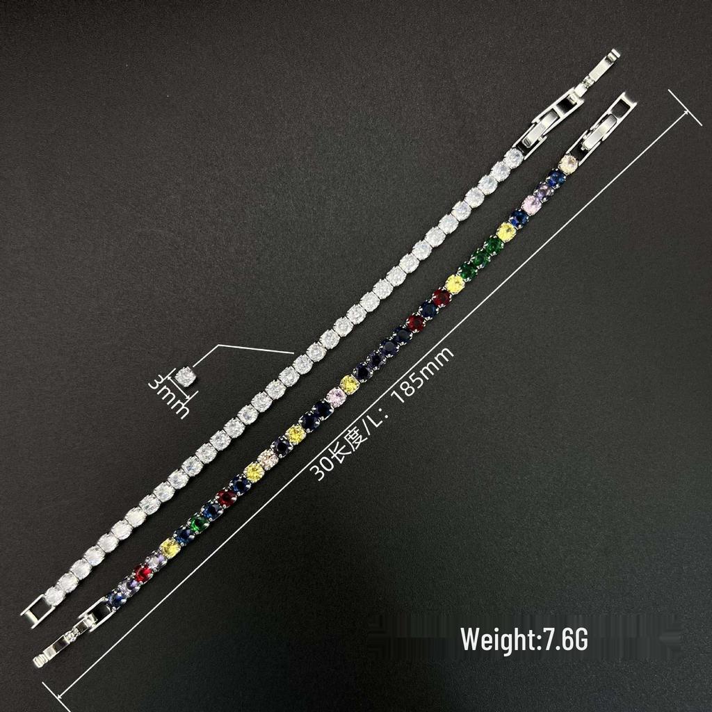 Mehrfarbiges 3N Zirkon Tennisarmband - Luxuriöser Europäischer & Amerikanischer Hip-Hop Stil