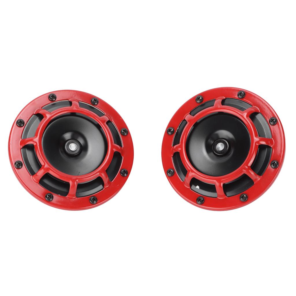 12V Pair Horn Red Compact Super Tone Loud Blast 139‑170DB Universal for Motorcycle Car