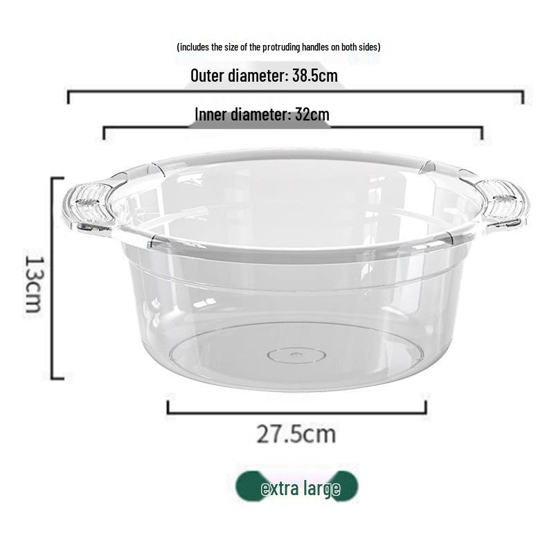 Extra-Thick Transparent Washbasin for Household, Dormitory, Laundry, and Kitchen Use