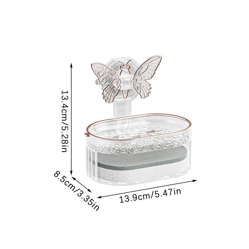 Bathroom Suction Cup Soap Holder Butterfly Design Double Layer Soap Box Drainage Water No Drilling Soap Storage Shelf