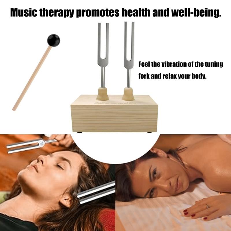 Resonance Tuning Forks 432Hz, 528Hz Chakras Tuning Forks Wooden Resonance Box Sound Tool for Meditation Enduring