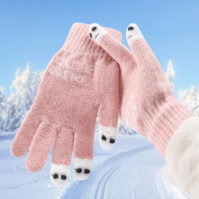 

Women s Winter Fingerless Thickened Warm Gloves - Cute and Cold-Resistant for Students and Men