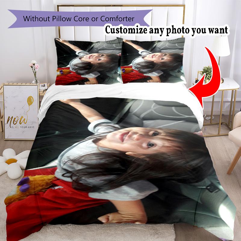 Customize Picture Customize Your Photo Bedding Set Breathable Duvet Cover with Pillowcases Home Decoration Birthday Gift