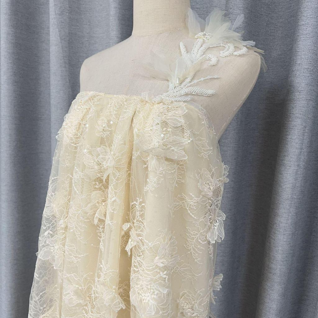 3D Floral Lace Beaded Strappy Backless Long Dress - Early Spring Collection