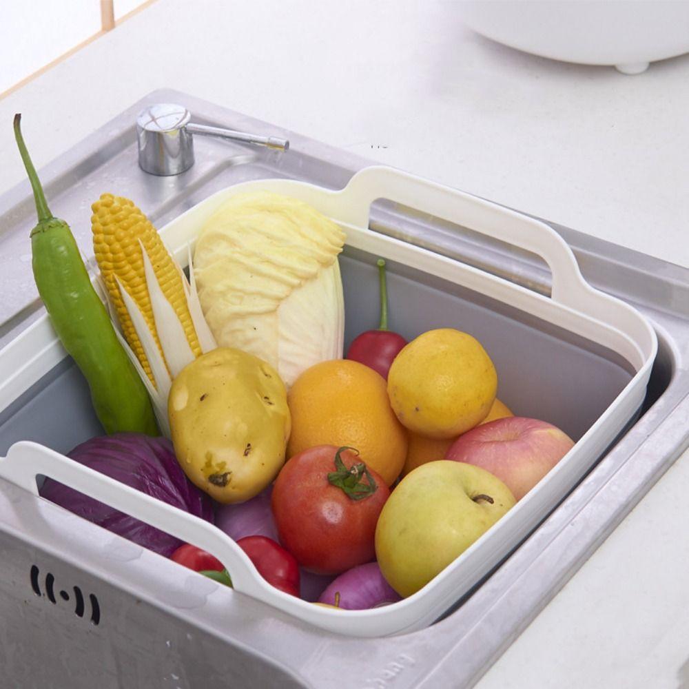 Household Folding Washing Basin Thickening Fruit Vegetable Baske Collapsible Sink Strainer  Camping