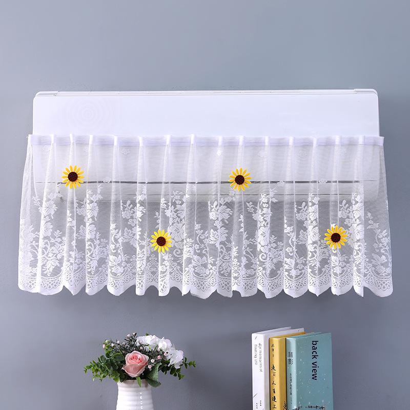 Biely čipkovaný kryt na klimatizáciu 1,5 HP - Elegantná ochrana proti prachu a vetru do spálne.
