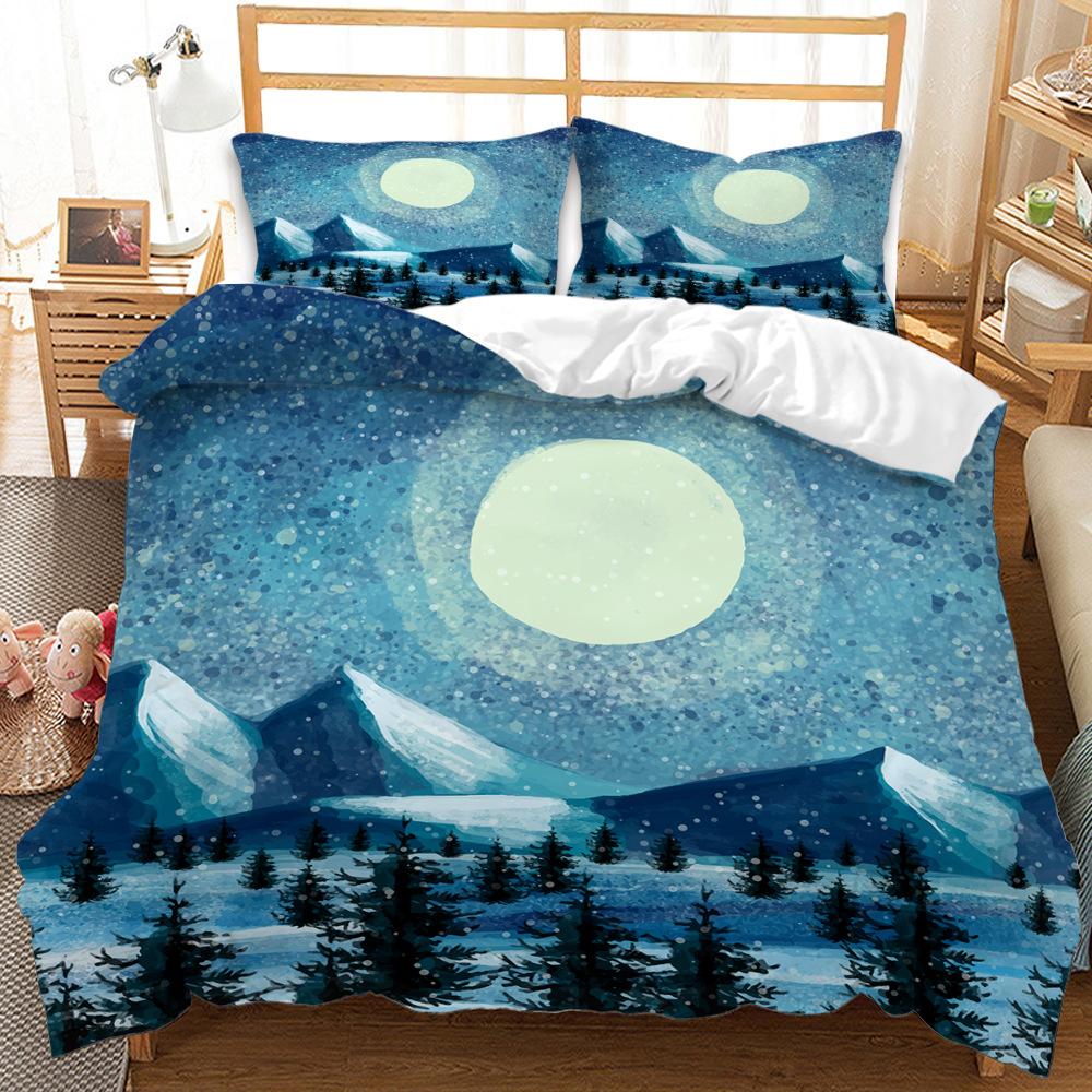 Nordic Style Duvet Cover Set 3D Snow Tree Print Dreaminess Bedding Set Adult Polyester Comforter Cover And Pillowcase King Size