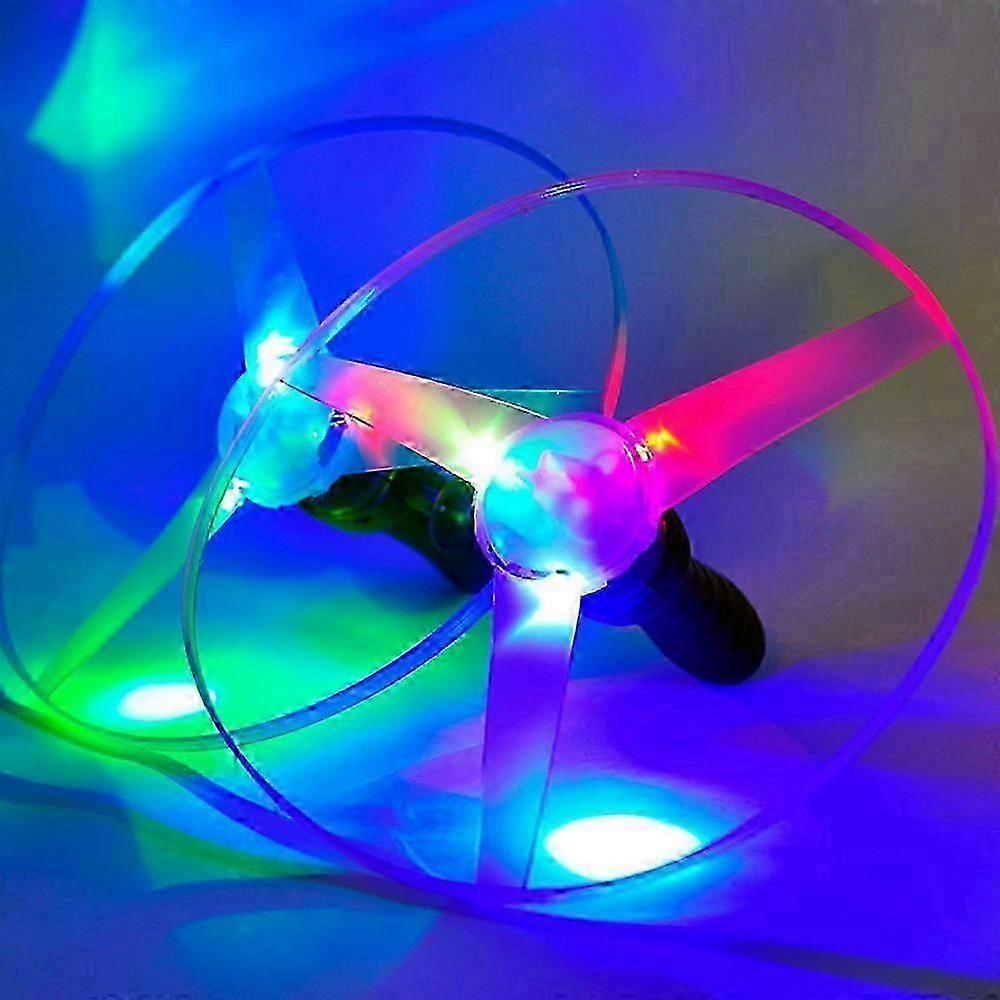 3Pcs LED Lighting Flying Disc Propeller Helicopter Toys Pull String Flying Saucers UFO Spinning Top Fun Game Kids Outdoor Toys