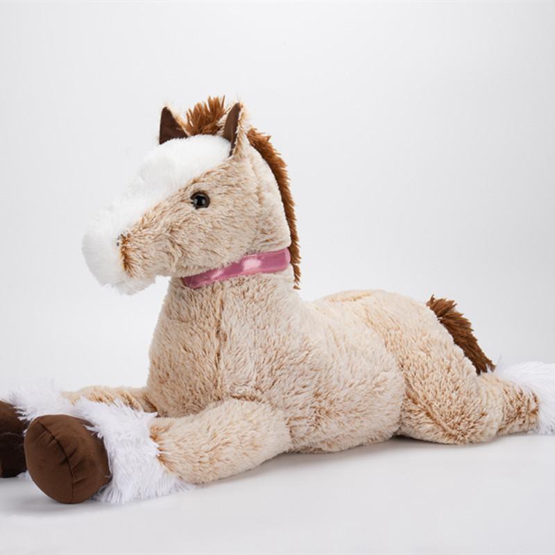 Adorable Horse Plush Toy Stuffed Animal Pillow Lifelike Home Decro Huggable Comfortable Floor Flat