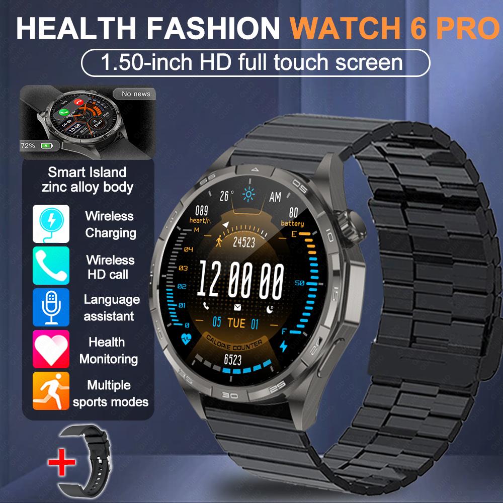 2026 New Watch 6 Pro Outdoor Sports Smart Watch Men 1.50” HD Screen GPS Track Tracking Altimeter Pressure Heart Rate Smart Watc