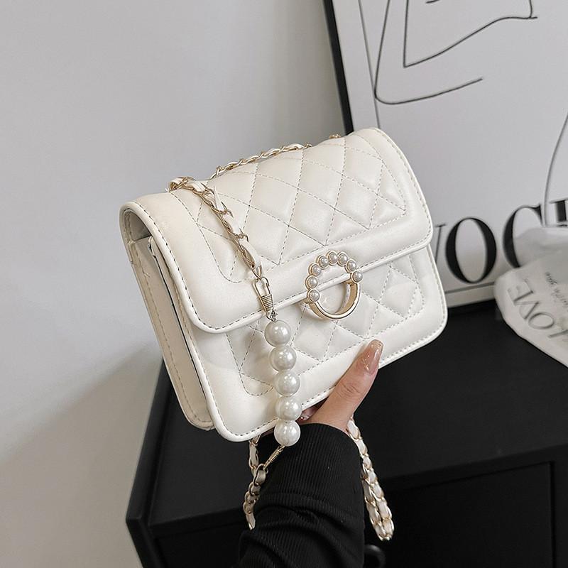 Trendy Chic Grid Chain Crossbody Bag 2023 New Fashionable Pu Small Shoulder Bag Women