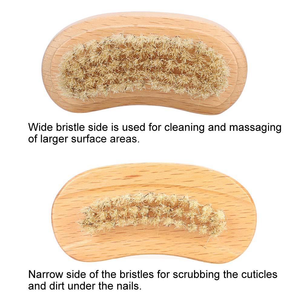 Double Sided Nail Brush, Beech Brush for Removing Dead Skin and Cleaning Cuticles, with Narrow and Wide Brush Sides for Salon