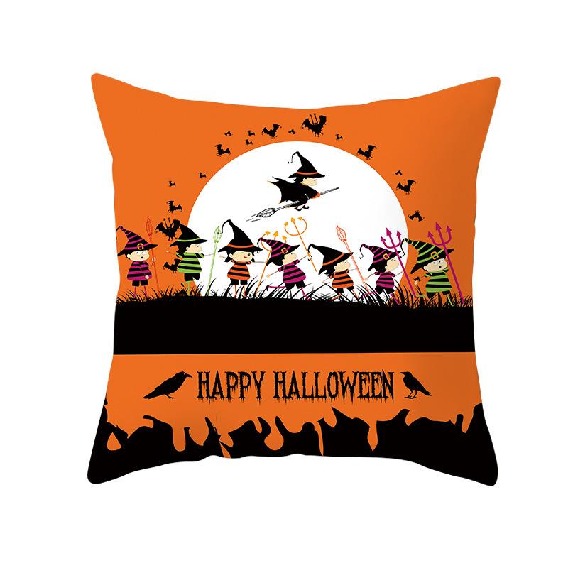 Funny Halloween Pillow Cover Wish Home Living Room Sofa Cushion Cover Fun Printed Peach Skin Pillow