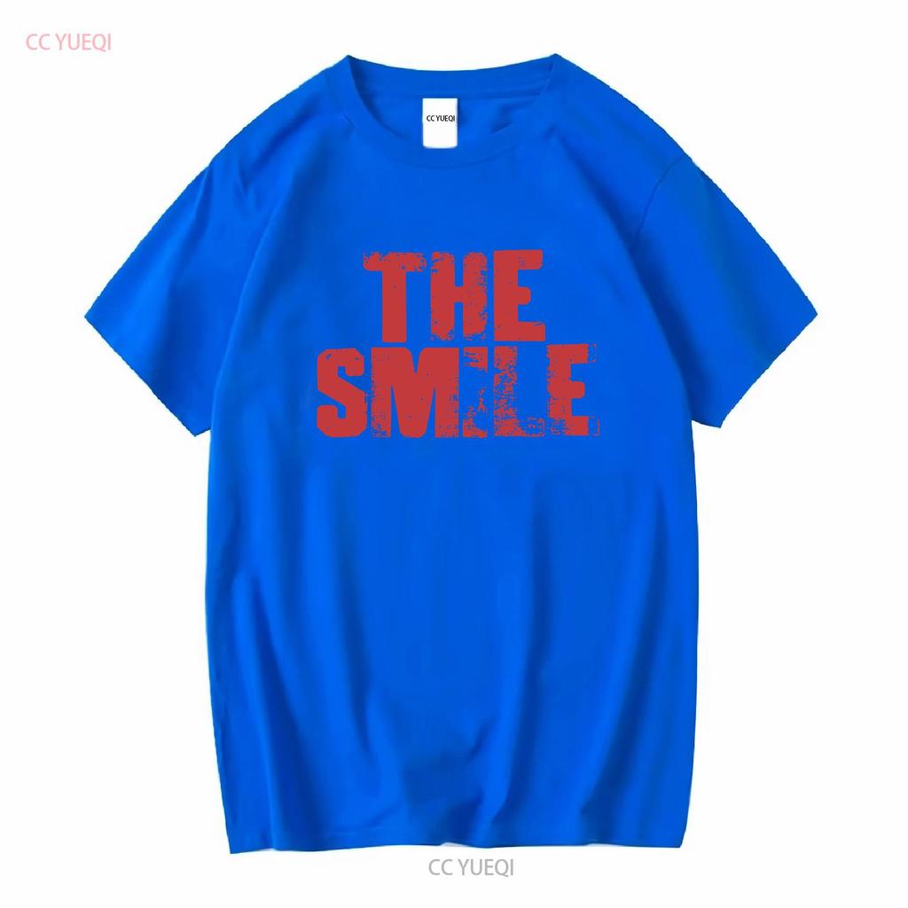 The Smile band Thom Yorke logo Radiohead screen printed T shirt vintage Washed fashion Casual Unisex Stylish Versatile homme
