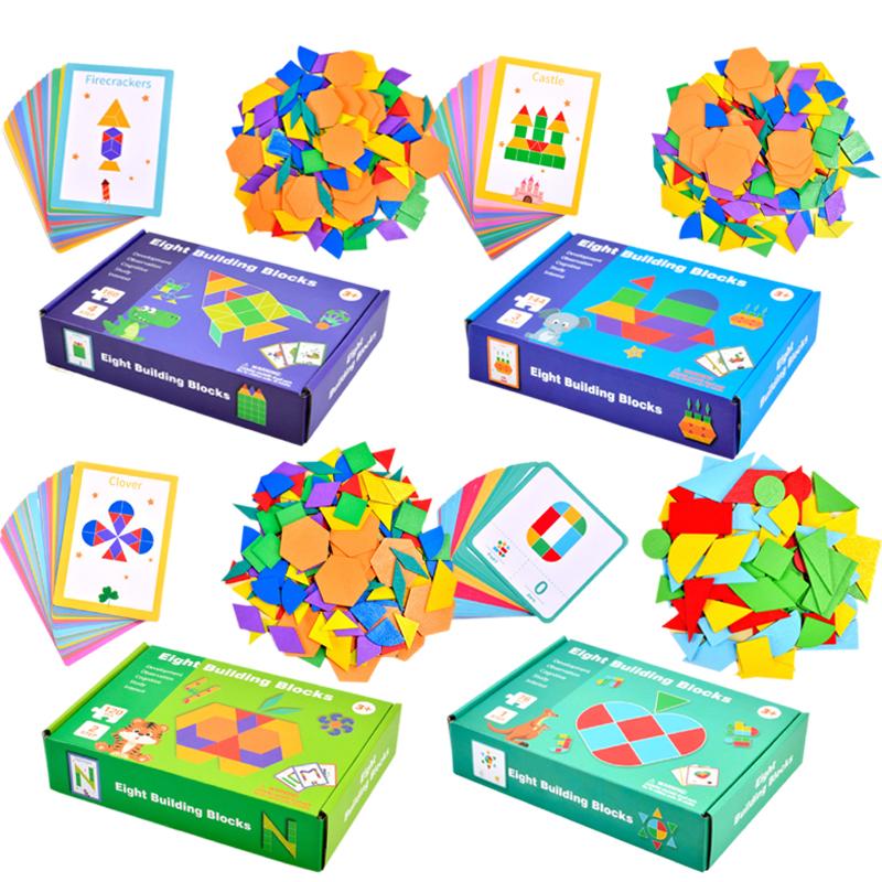 Wooden 3D Geometric Color Shape Jigsaw Puzzles Montessori Learning Brain Teaser Toys Creative Educational Gift for Kids