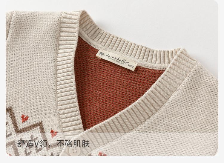 David Bella Children's Sweater Cardigan Spring Dress Boys' Pure Cotton Knitted Sweater Boys' Baby Coat Top