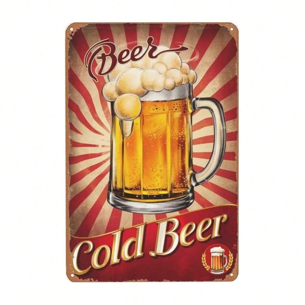 Vintage Beer Tin Sign Metal Wall Art Plaque 8x12 Rustic Retro Home Pub Bar Decor
