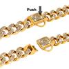 Strong Metal Dog Chain Collars Shiny Diamond Stainless Steel Necklace French Bulldog Training Collar Strap Gold for Big Dogs