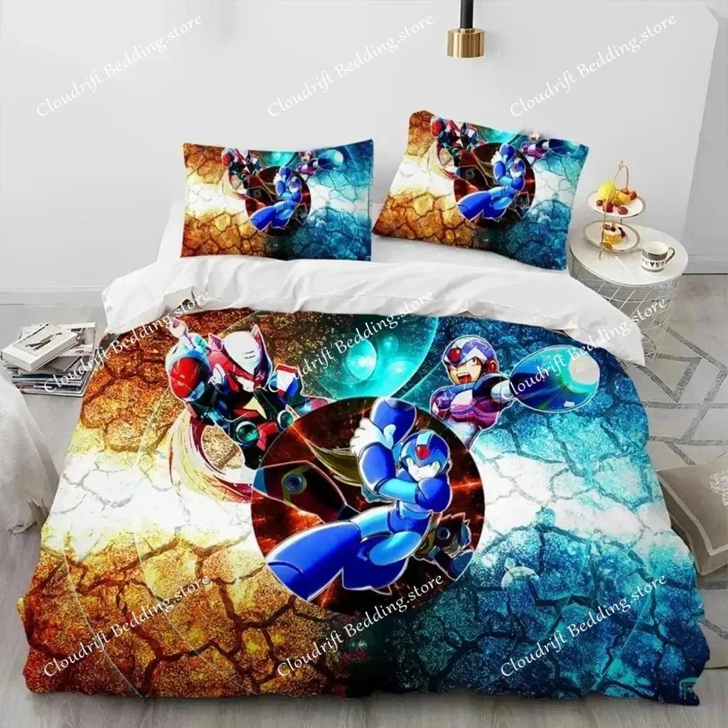 3D-Druck Rockman Megaman Spiel Cartoon Bettwäsche Set Jungen Mädchen Twin Queen Size Bettbezug Kissenbezug Bett Kinder Erwachsene026