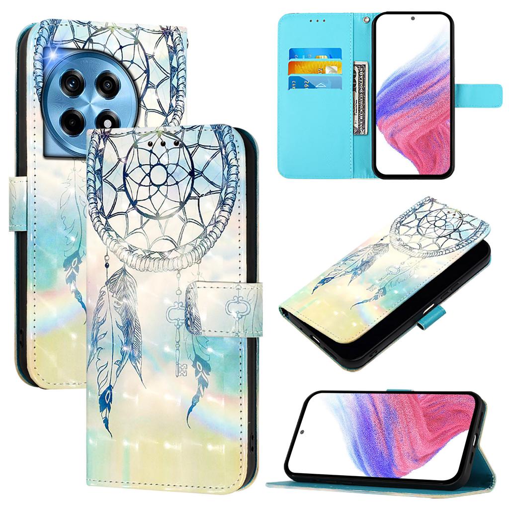 For OnePlus 12 5G Leather Case Pattern Printing Wallet Stand Mobile Cover with Strap