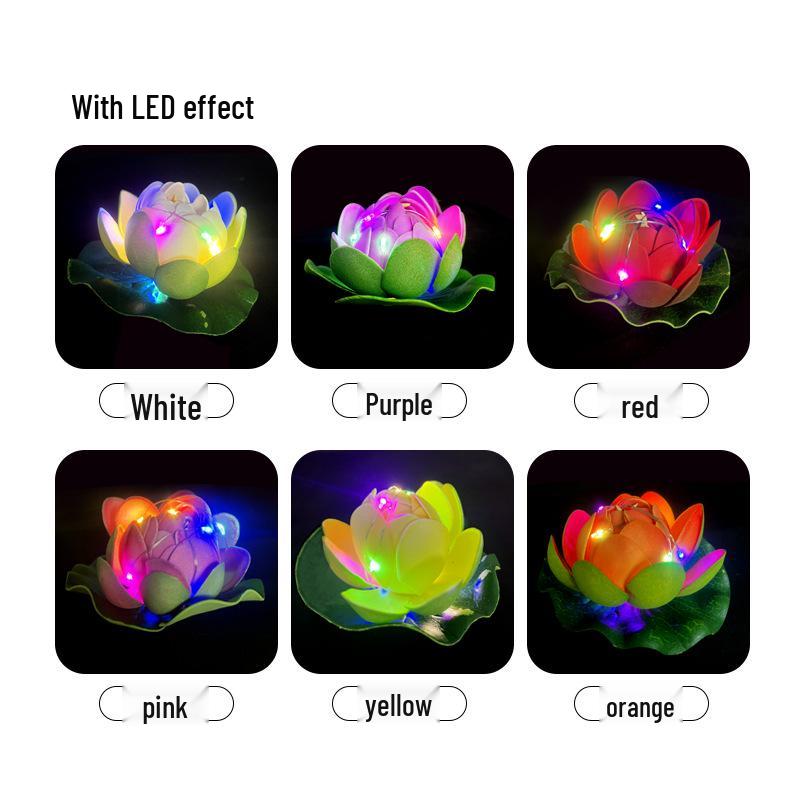 LED Silk Lotus Lamp - Perfect for Lantern Festival, Qixi, Valentine's Day, Water Surface, and DIY Decor.