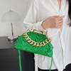 Women's Pleated PU Leather Shoulder Bags  Thick Chain  Messenger Bags  Luxurious Ladies Bags  Night Clutch  Gold  Pink  Green