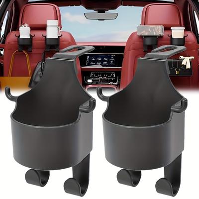 Organizzatore per Sedile Posteriore dell'Auto con Portabicchieri - Soluzione di Stoccaggio Multifunzione con Supporto per Telefono e Ganci per Borsa (2 Set, Nero)