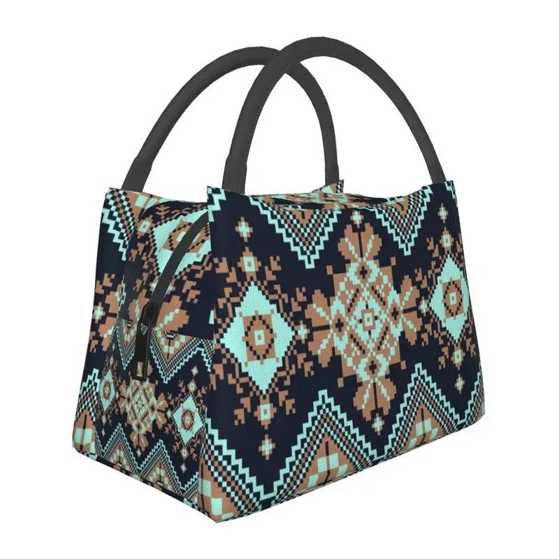 Embroidery With Arabic Calligraphy Thermal Insulated Lunch Bags Cross Lunch Tote Meal Food Box