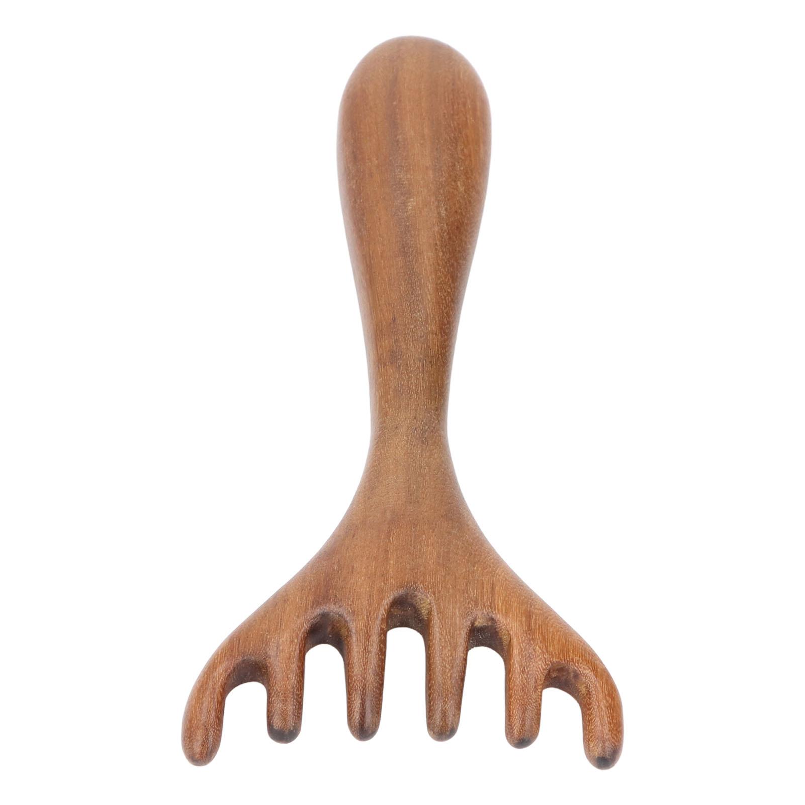 

Деревянный массажер для кожи головы, ручной, с широкими зубцами, ручной инструмент для релаксации, 6 закругленных зубцов, деревянный массаж