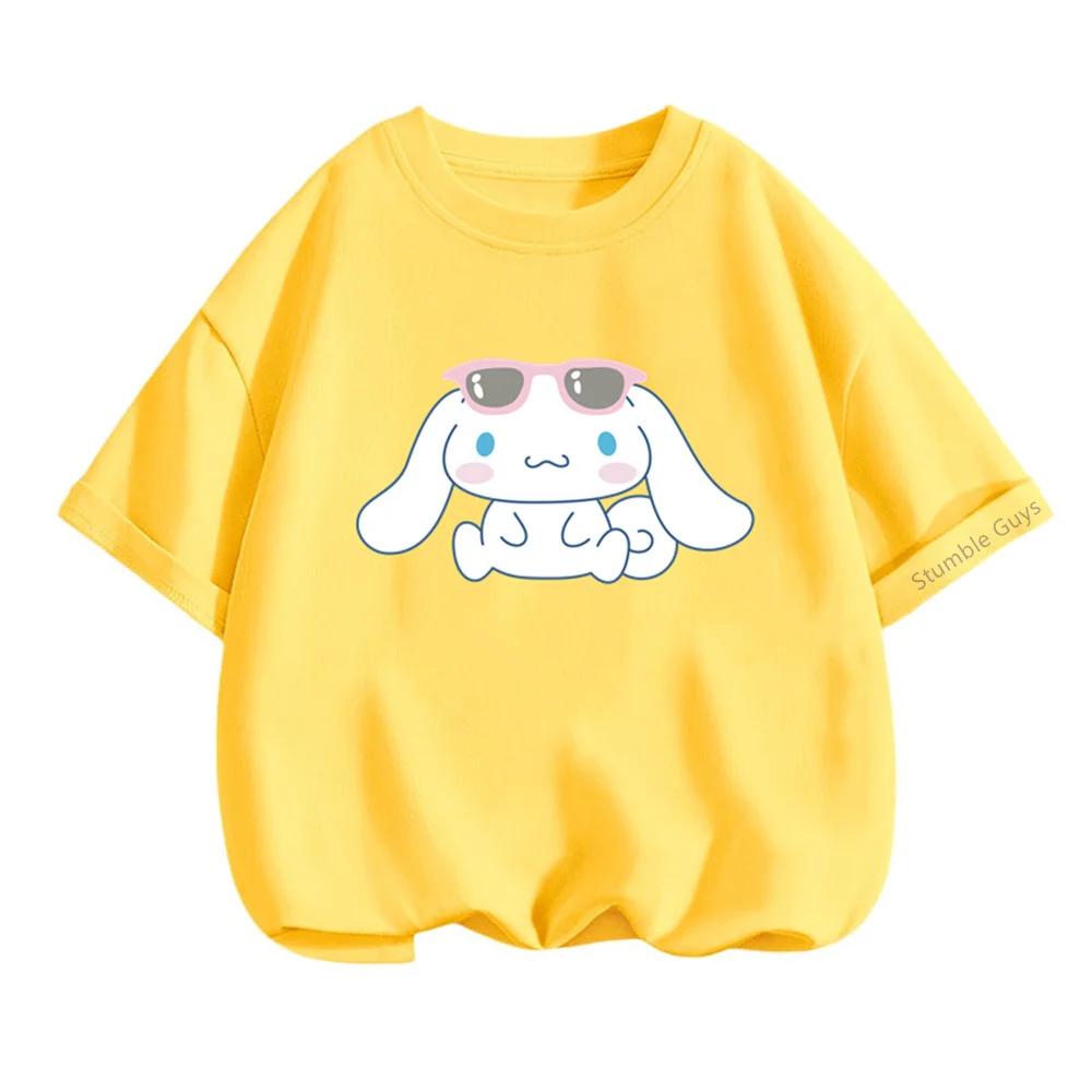 Cinnamoroll Summer Anime T-Shirt Children Boys Clothing Girls Cartoon Casual Wear