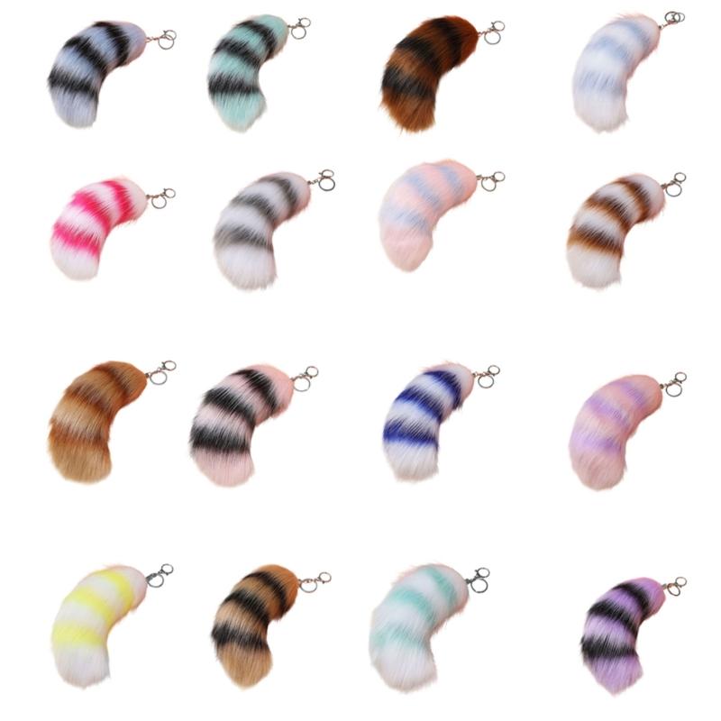 Plush Foxes Tail Keychain Soft And Cute Accessory Plush Keyring Decors For Bags Keys Or Home Decors 18cm Long