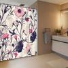 1pc American Vintage Botanical Branches Pink Floral Shower Curtain Decorative Printed Shower Curtain with Hooks Polyester Fabric