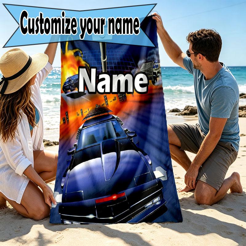 Toalha de Praia Personalizada com Nome Cavaleiro da Estrada, para Viagem Acampamento Festa na Praia Decoração de Casa, Presente de Aniversário para Família e Amigos