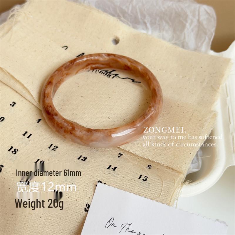 Velký nepravidelný mramorový vzor akrylový náramek - Výrazný francouzský široký čtvercový pryskyřičný šperk.