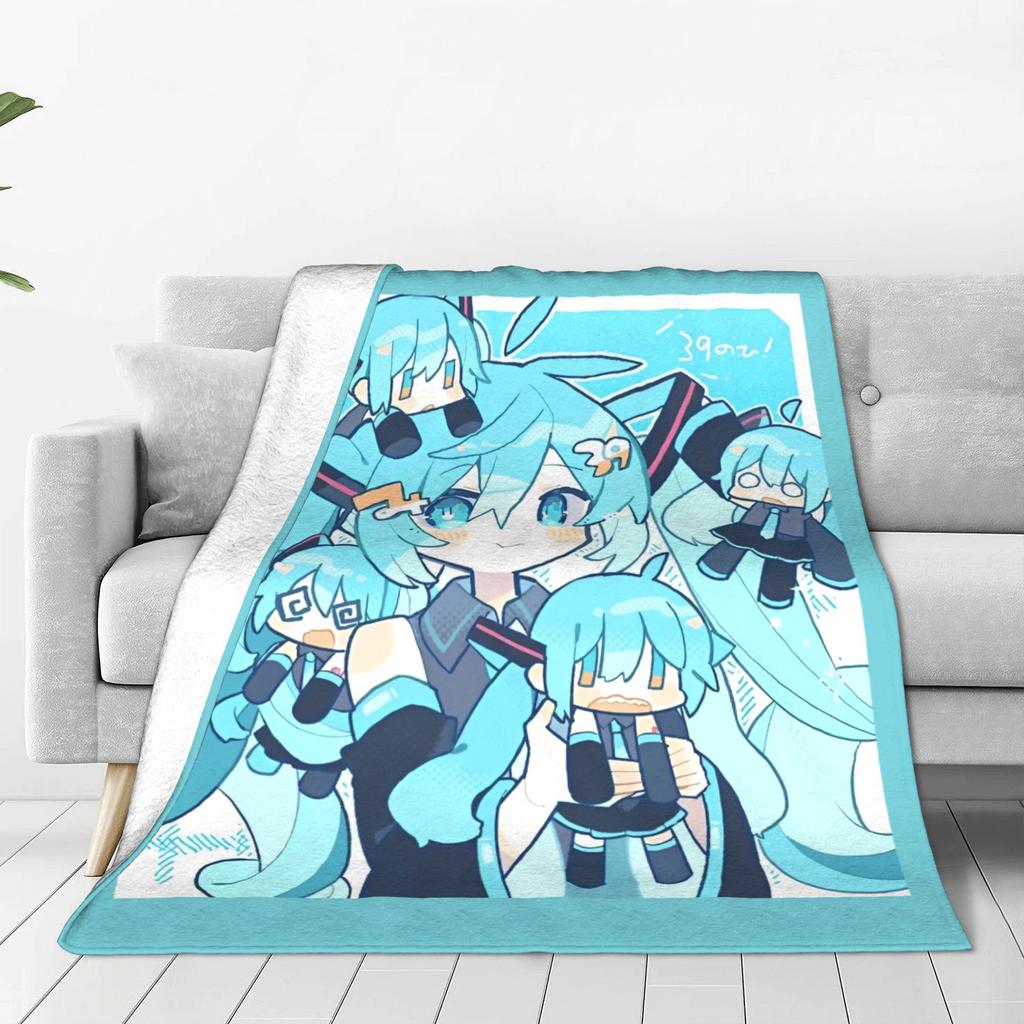 Hatsune Miku Flanelová deka Japonské anime Úžasná přehozová deka pro domov Hotelová pohovka 200x150cm Přehozy