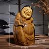 1pc Chinese Landlord's Ornament Wooden Carved Figurine Ornaments Home Decoration Wooden Carving Crafts Feng Shui Sculptures