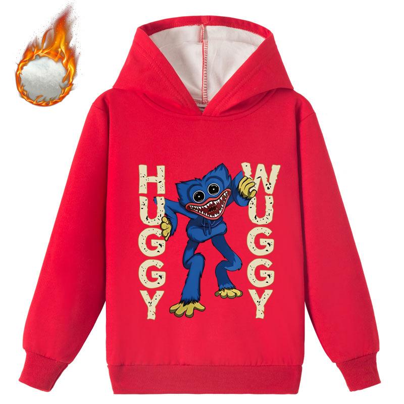 Velvet Fabric Kids 3D Hoodie Huggy Wuggy Pullover Poppy Playtime Children Warm Sweater